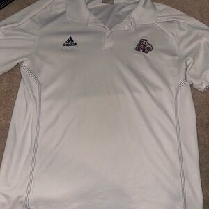 Adidas White Polo Shirt with Logo- MISSISSIPPI STATE